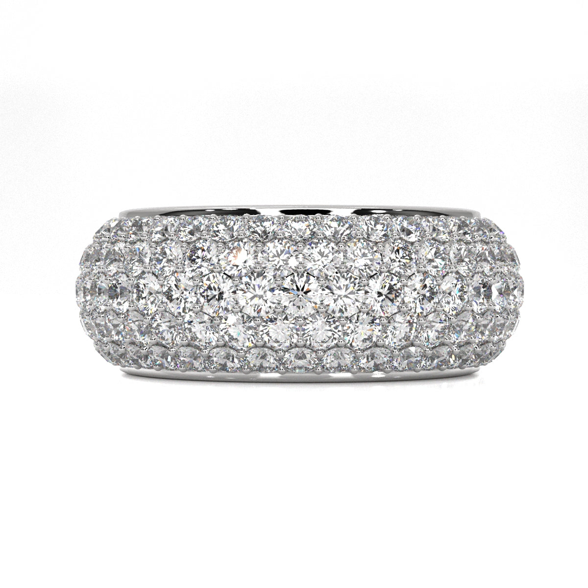 Round Lab Grown Diamond Pave Set Women's Eternity Wedding Band 3.93 Ctw.